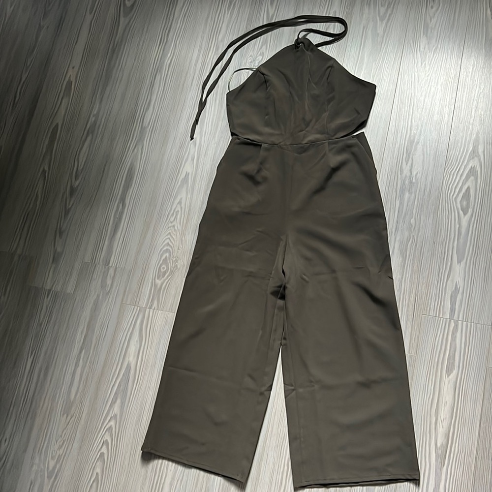 Romeo and Juliet Couture peek-a-boo jumpsuit olive green